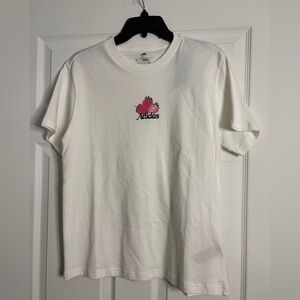 Adidas White Tee with Pink Logo